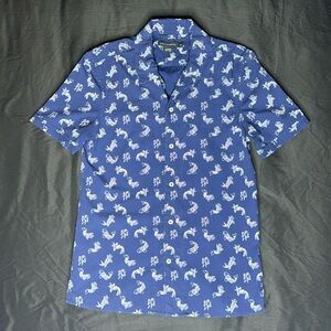 French Connection bottom down short sleeve koi fish print aloha shirt size XS